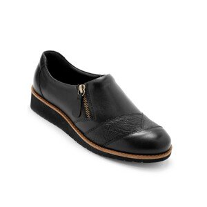 Blancheporte Kožené pohodlné boty na klínové podrážce, černé černá 37