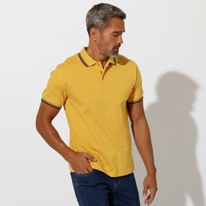 Blancheporte Polo tričko s pruhovaným límečkem z piké úpletu, s krátkými rukávy žlutá 107/116 (XL)