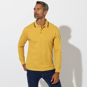Blancheporte Polo tričko s pruhovaným límečkem s dlouhými rukávy žlutá 117/126 (XXL)