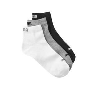 Blancheporte Kotníkové ponožky Quarter Puma, 3 páry, šedé, bílé, černé šedá+bílá+černá 35/38