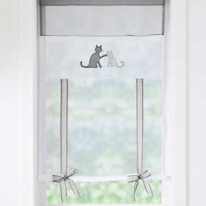 Blancheporte Vitrážová záclona na vytažení, s motivem koček šedá/bílá 45x90cm