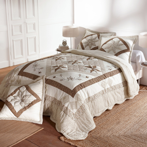 Blancheporte Přehoz na postel patchwork hnědošedá pléd 250x250cm