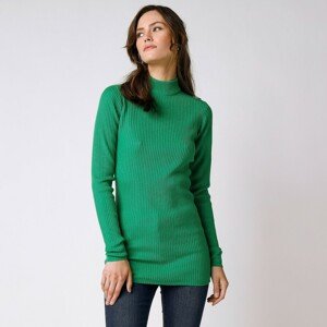 Blancheporte Žebrovaný pulovr se stojáčkem zelená 34/36