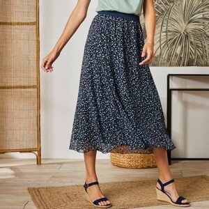 Blancheporte Dlouhá rozšířená sukně s minimalistickým vzorem námořnická modrá 52