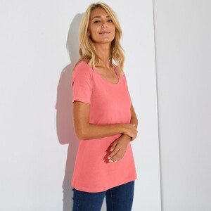 Blancheporte Jednobarevné tričko s kulatým výstřihem, eco-friendly korálová 34/36