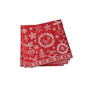 Blancheporte Sada 20 papírových ubrousků s motivem vánočních ozdob červená 20 ks