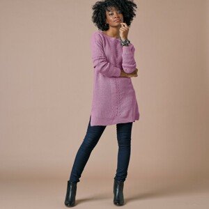 Blancheporte Tunikový pulovr s dlouhými rukávy purpurově šedá 50