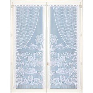 Blancheporte Rovná vitrážová záclona s motivem labutí, pár bílá 44x120cm