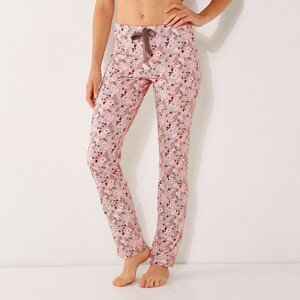 Blancheporte Dlouhé pyžamové kalhoty, s celopotiskem růžová 42/44