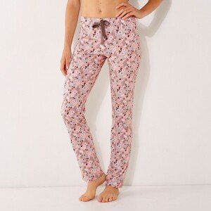 Blancheporte Dlouhé pyžamové kalhoty, s celopotiskem růžová 54