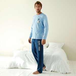 Blancheporte Pyžamo s kalhotami a potiskem "surf trip" nebeská modrá/nám.modrá 107/116 (XL)