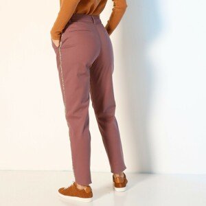 Blancheporte Chino kalhoty, třpytivé lampasy purpurová 38