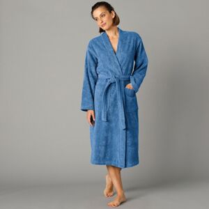Blancheporte Jednobarevný župan s kimono límcem, pro dospělé osoby modrá džínová 38/42